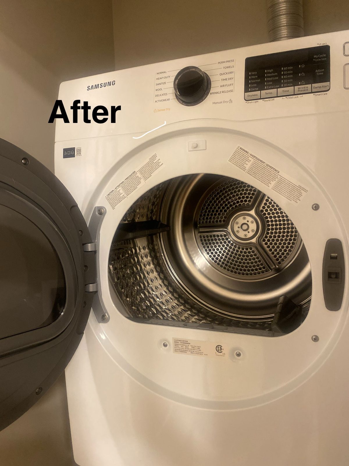 After — washer drum and gasket deep-cleaned and spotless